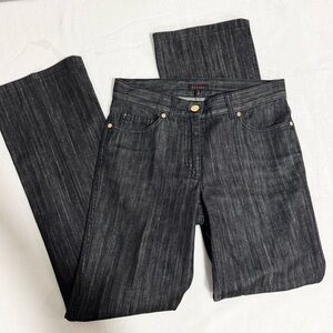 ESCADA Vintage Designer Black Shimmer Pinstripe Jeans Size 34 Small Women’s